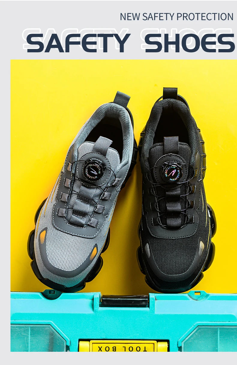 Men’s Rotating Button Safety Shoes – Anti-Smash & Anti-Puncture